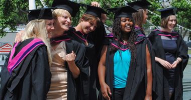 Female graduate students posing for group photo