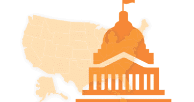 Graphic of the United States and state capitol